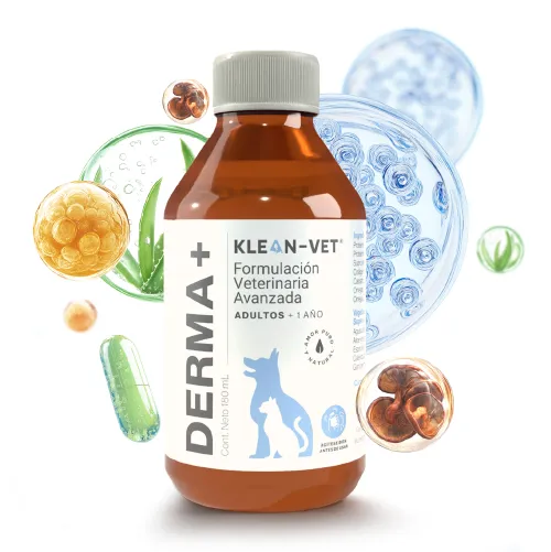 klean vet derma plus suplemento mascotas botella