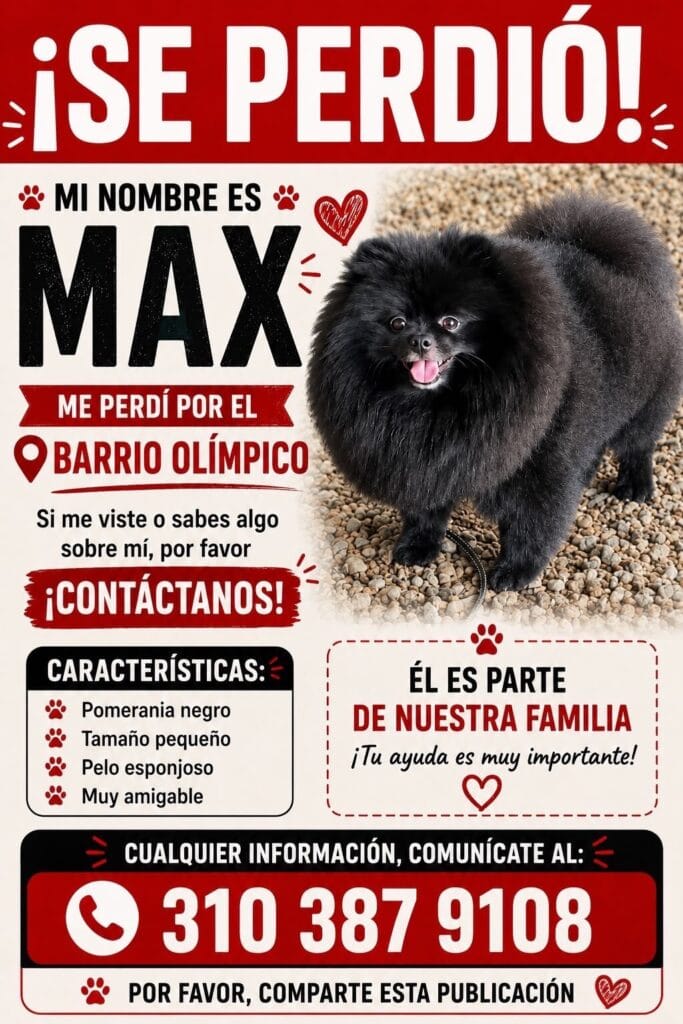 Foto de Max reportada en Olímpico, Cali